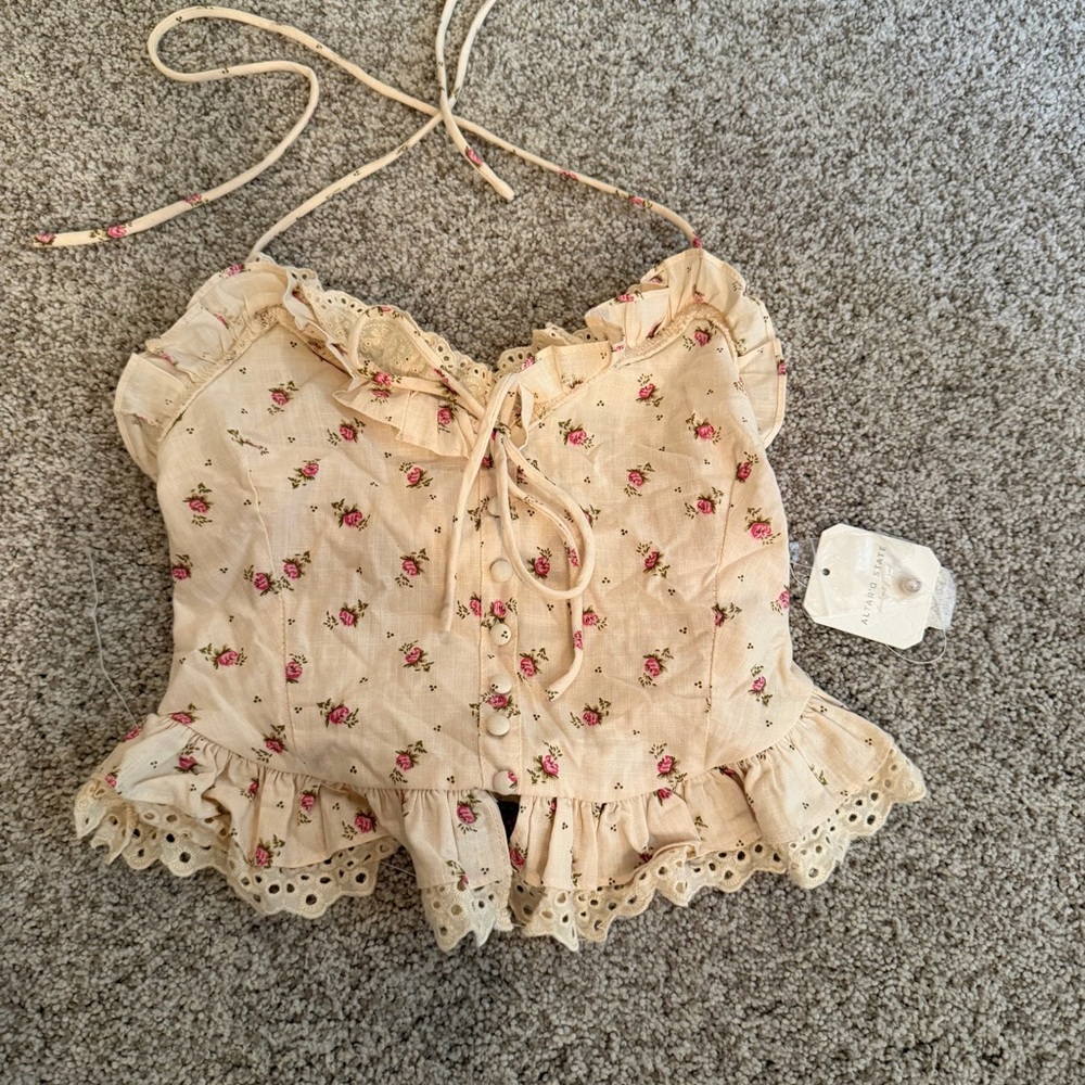 Altar'd State Floral Cream Top